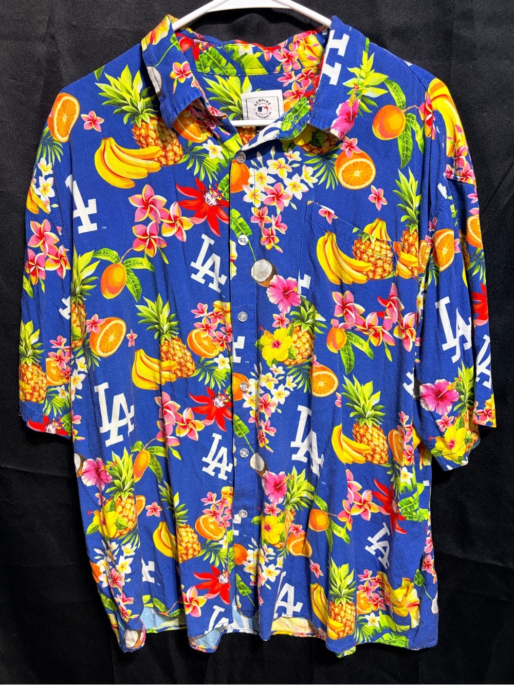 Los Angeles Dodger Hawaiian Floral Button-Down Shirt - Blue